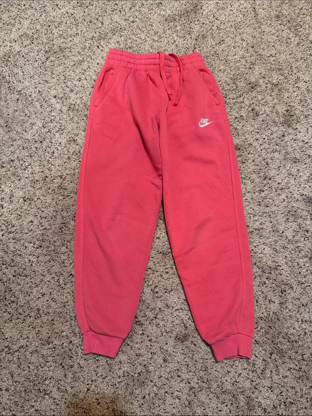 Nike Kids Coral Jogger Sweatpants with White Swoosh